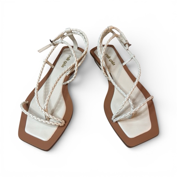 🤍 Cult Gaia White and Tan Strappy Sandals 🤍